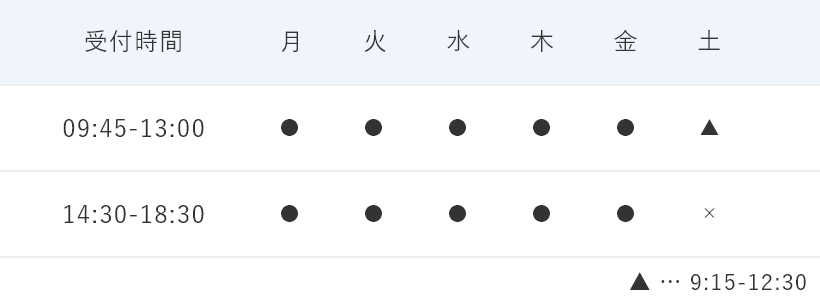 診療時間のご案内